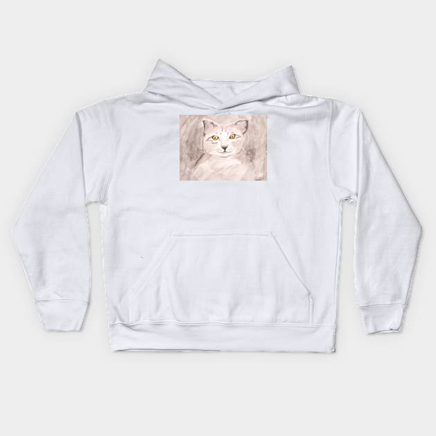 Gray Kitten Kids Hoodie by Maltez